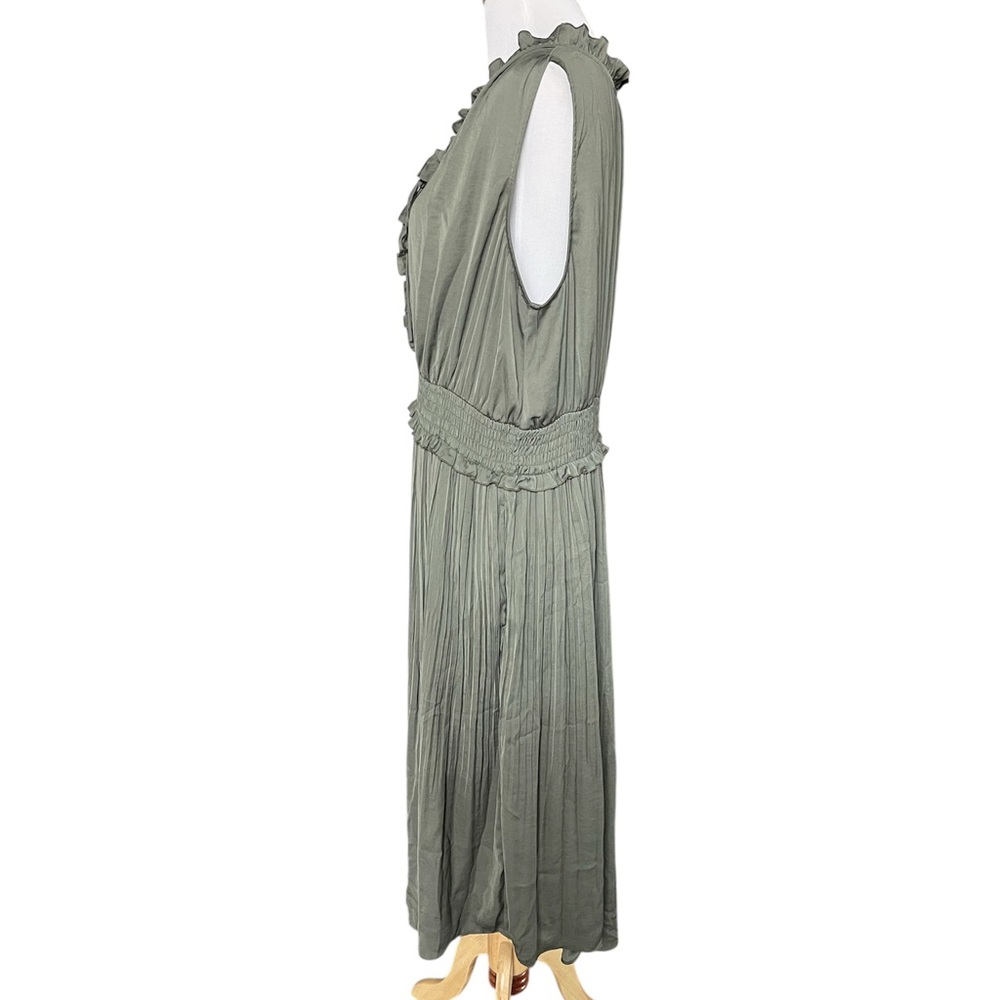 Lane Bryant pleated olive green midi dress - Picture 5 of 8